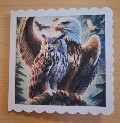 *GB* Grusskarte °Adler   Eule  ° Geburtstag Handarbeit NEU