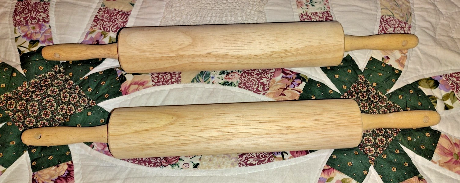 VINTAGE 70s 80s 2 ROLLING PINS NEVER USED STORED AWAY 18 IN