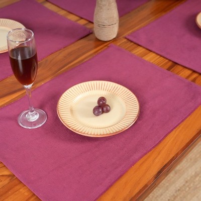 SHOPCREW Ribbed Cotton Placemats Set of 2   Soft Textured Rectangular Table Mats