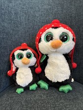 Ty Beanie Boos Freeze Christmas Penguin Plush Red Hat  Mini LOT Glitter Eyes