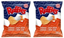 Ruffles Cheddar  Sour Cream Flavored Potato Chips, 200g 2 Pack 