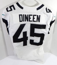 2019 Jacksonville Jaguars Joe Dineen #45 Game Issued White Jersey 25th 100th P 2