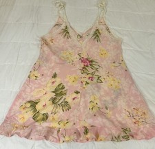 Oscar De La Renta Pink Label Sleeveless Floral Lace Cotton Nightgown Babydoll 