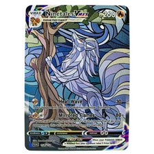 Shiny Ninetales VMAX Stained Glass Pokémon Custom Texture Holo Card Collectible