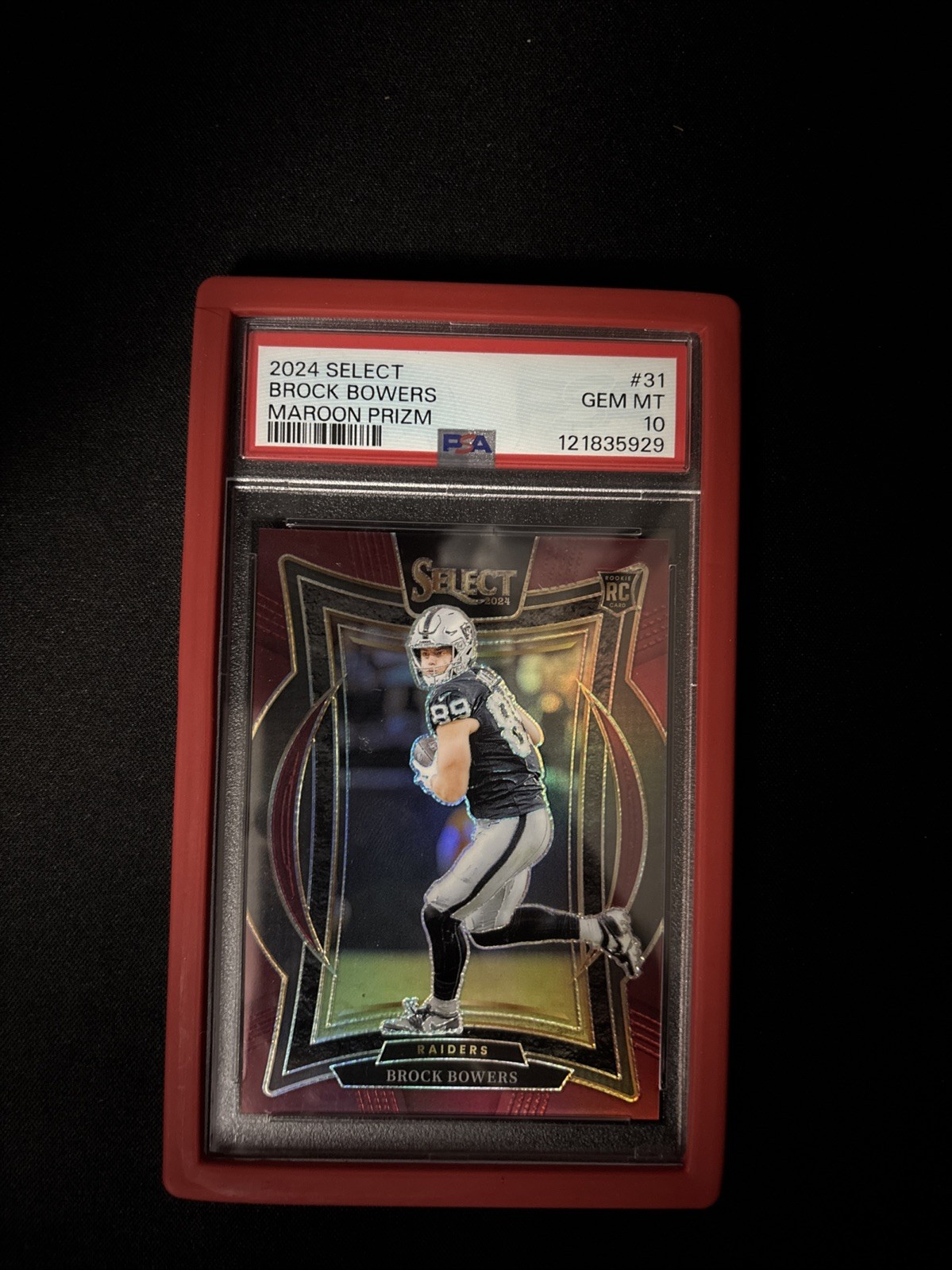 2024 Panini Select #31 Maroon Prizm Concourse Brock Bowers /149 PSA 10 Raiders