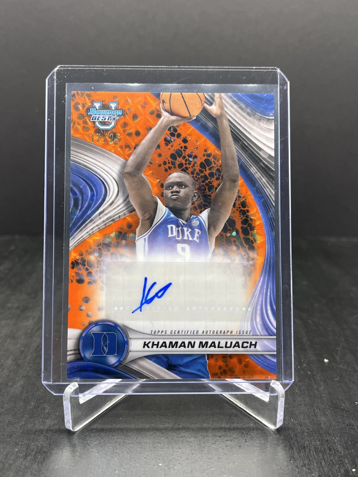 2024-25 Bowman's Best U Khaman Maluach Autograph Orange Geometric 17/25 #B24-KM