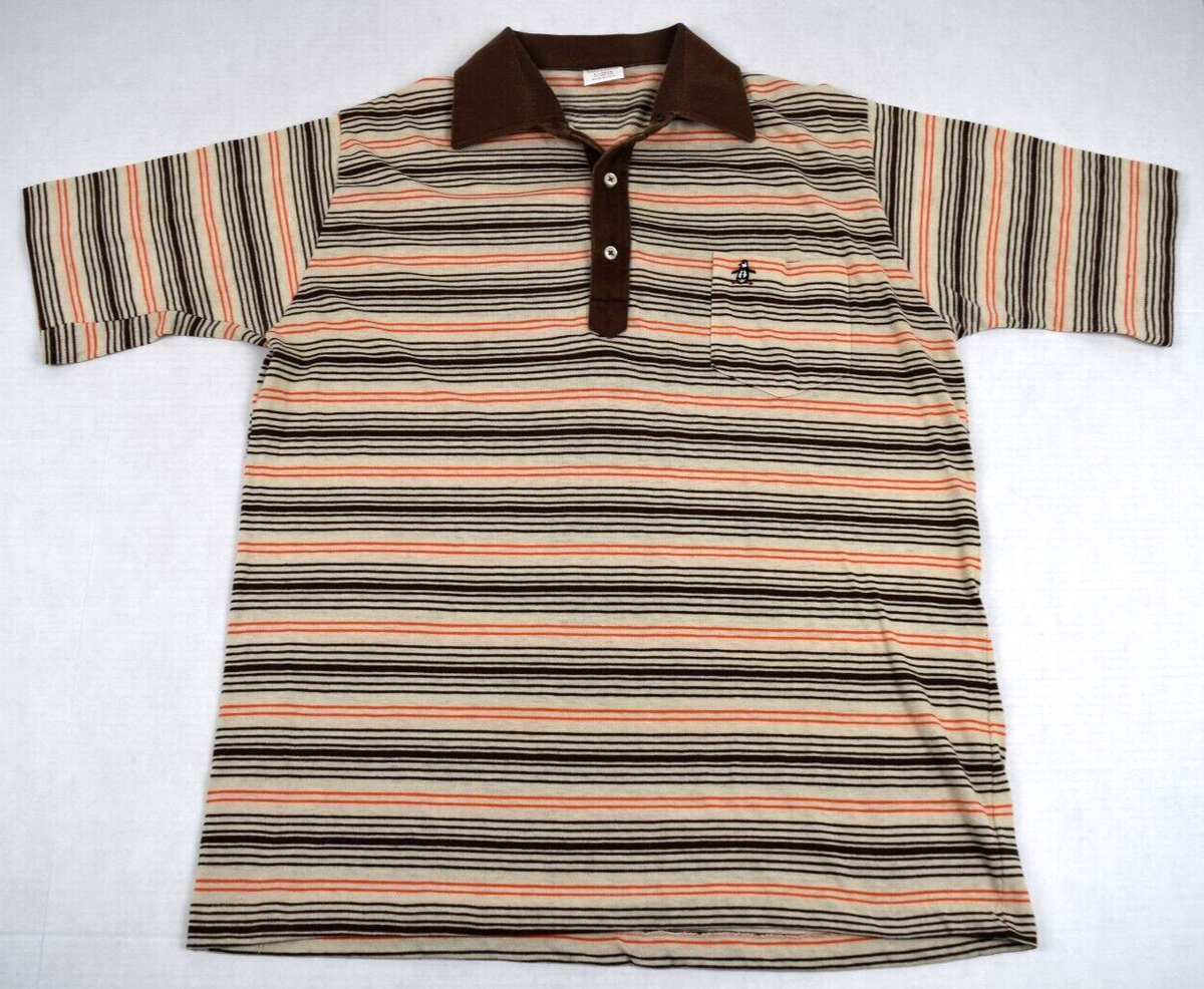 Penguin Shirt VTG Grand Slam Munsingwear M/L 70s 80s Brown Orange