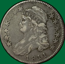 1811 Small 8 Capped Bust Half Dollar Extremely Fine XF Coin #35338