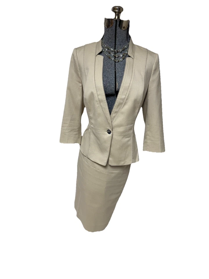 NUEVO Traje Falda Mercado Negro Casa Blanca Talla 8 Se Ajusta a 6 Conjunto de Dos Piezas Bolsillos WHBM Foto 3 de 4