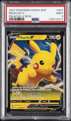 2021 Pokemon Black Star Promo Pikachu V Box #061 Pikachu V PSA 9