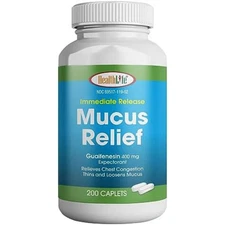 Mucus Relief Guaifenesin Caplets 400 Mg, Immediate Release Fast Acting - USA