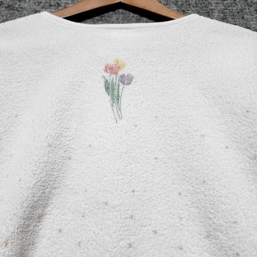 Artisans Damen großer Frottee Pullover Vintage weiß mit Tulpen Knopf Made in USA - Bild 8 von 9