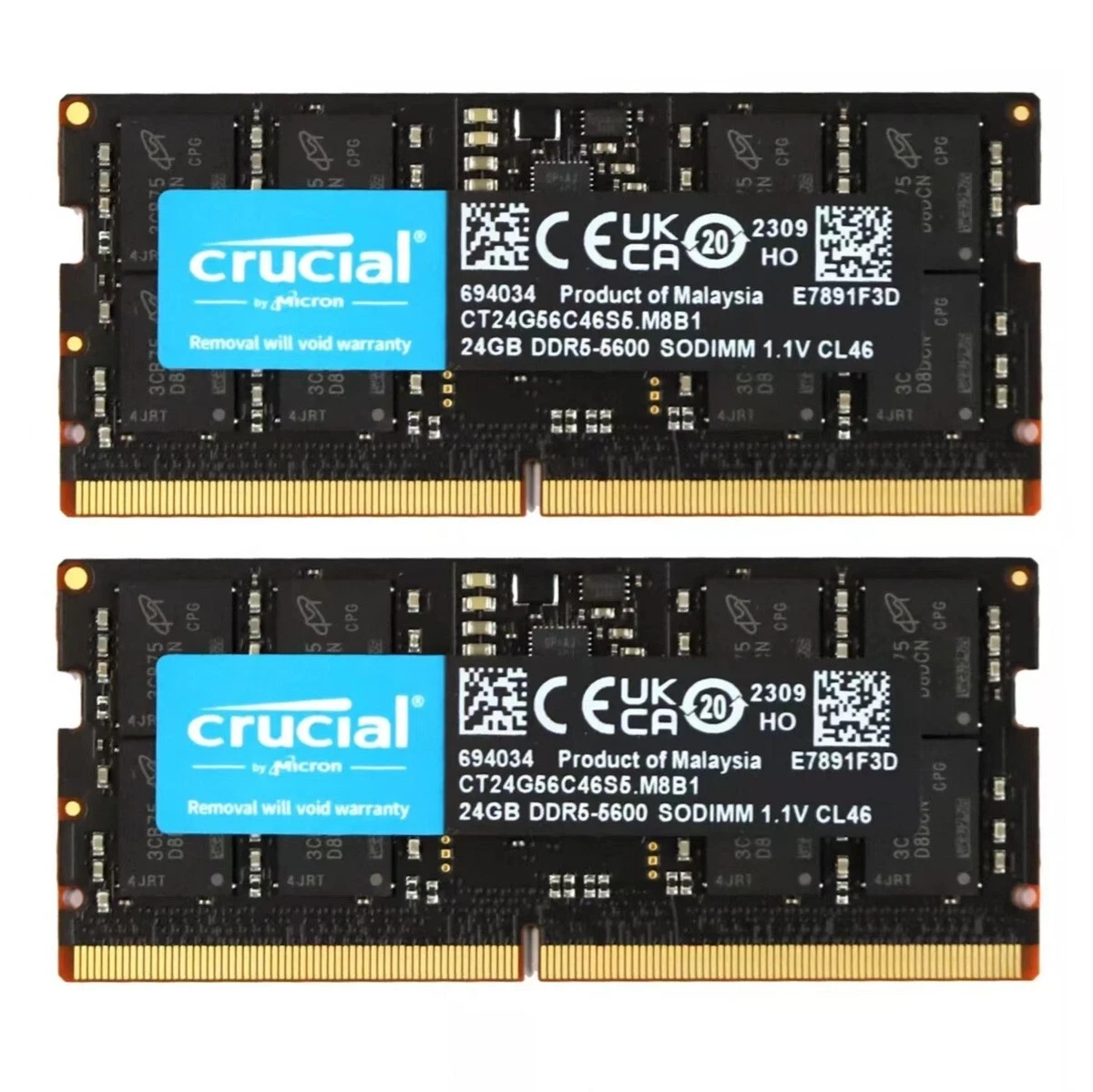 Crucial 48GB 2X24GB DDR5 5600MHz PC5-44800 SODIMM Laptop Memory