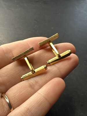 Paire De Boutons De Manchette Art Nouveau – Plaqué Or 18K 750 – Pierre Rouge