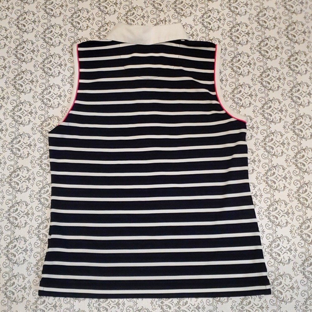 Vintage Y2K Black and White Striped Golf Tank Top Wom… Gem