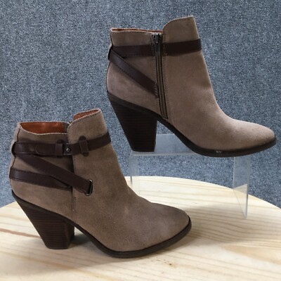 DV Dolce Vita Boots Womens 9 Ankle Booties Heels Casual Brown Suede Side Zipper