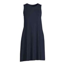 Time and Tru Women's Sleeveless Knit Dress Pockets Large 12-14 Dark Navy