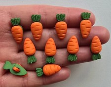 Craft Buttons TEN TINY CARROTS Rabbit Easter Orange Carrot Sewing Card Making