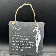 Kitchen Wall Art Rustic Natural Black Slate Hanging Carrot Sign Plaque Decor