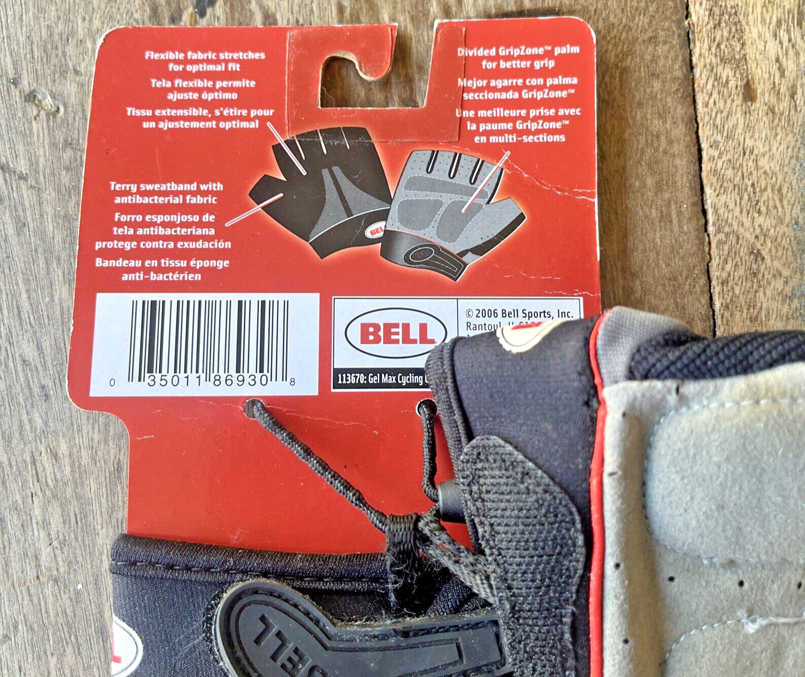 NOS Pair BELL GEL MAX Mens L/ XL Cycling Gloves VINTAGE NEW Red Grey Black