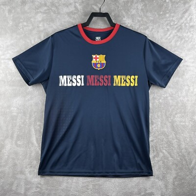 FC Barcelona Messi Messi Messi Soccer Jersey Shirt Blue Mens Large FCB