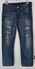 True Religion Men’s Jeans 32x 28 Ricky USA Made distressed medium blue Denim