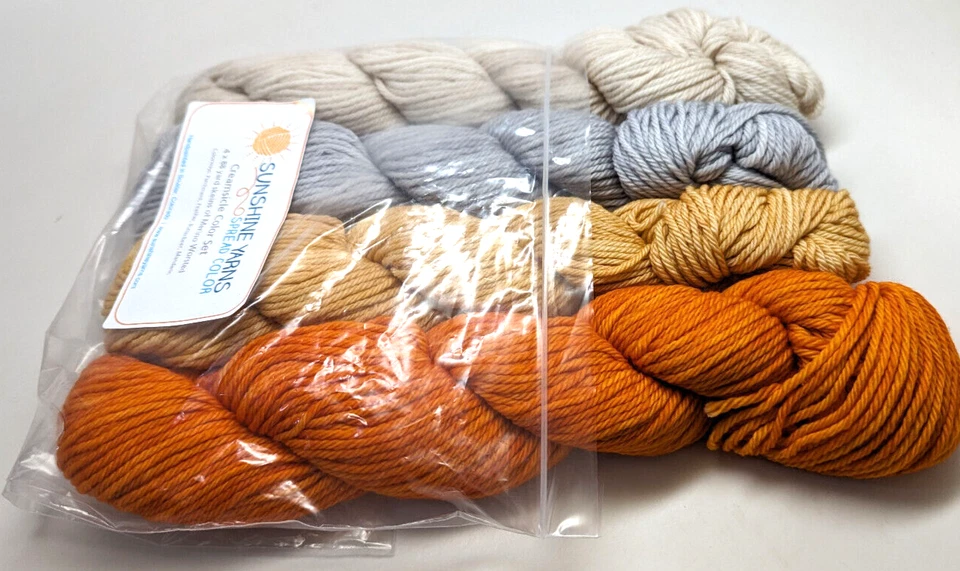 4 Gradient Sunshine Creamsicle Set 100% SW Merino Worsted 4x88 yard skeins - Image 2 of 2