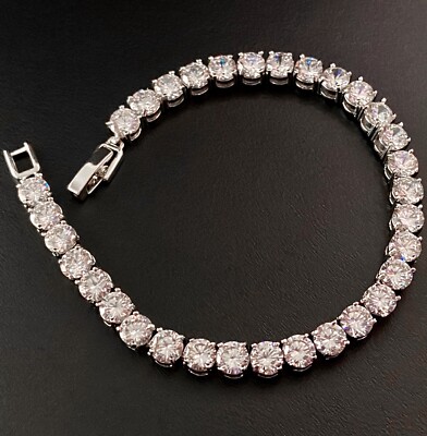 18k White Gold Filled 5mm Round Simulated Diamond Tennis Bracelet