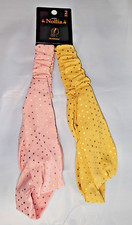 Nollia Ladies Criss Cross Elastic Stretch Headbands 2 Pack Yellow Pink Gold Dot