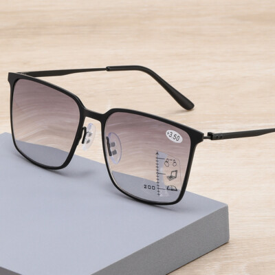 Oversize Square Progressive Multifocal Reading Glasses Anti-blue Ray Sunglasses