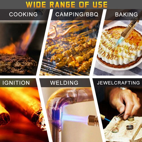 Butane Gas Welding Torch Blow Lighter Flame Gun Burner Torch Camping BBQ Baking - Picture 3 of 12