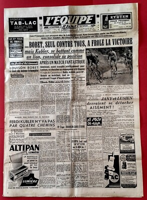L'EQUIPE TOUR DE FRANCE 1950 ETAPE BRIANCON - ST-ETIENNE BOBET GEMINIANI SELTEN