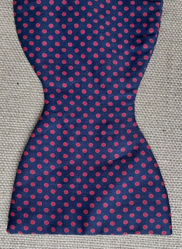 Vintage Dark Blue Bow Tie w/ Red Dots Self-Tie Not Adjustable 3" Wide by 35" - Picture 4 of 14