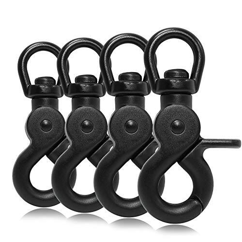 Moschettone a Forbice con Giunto Girevole/Testa Girevole, Set da 4, Nero (s6L)