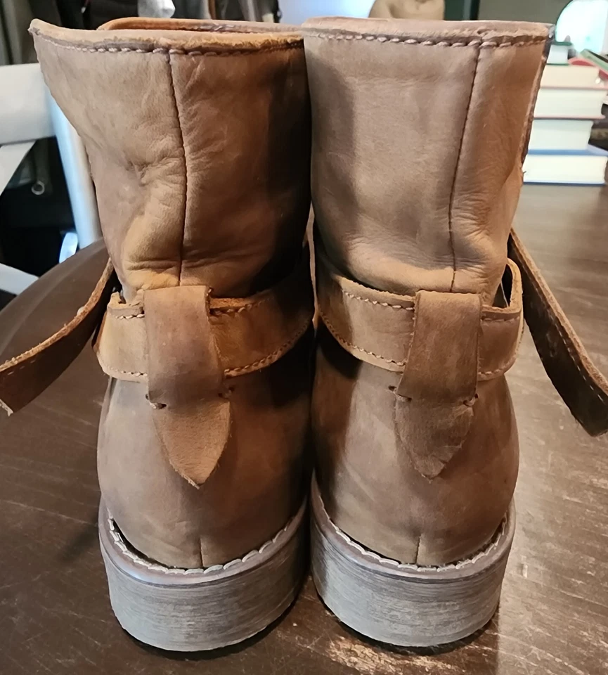 Botas de motociclista Madewell sin cordones de cuero marrón para mujer talla 7,5 Foto 4 de 4