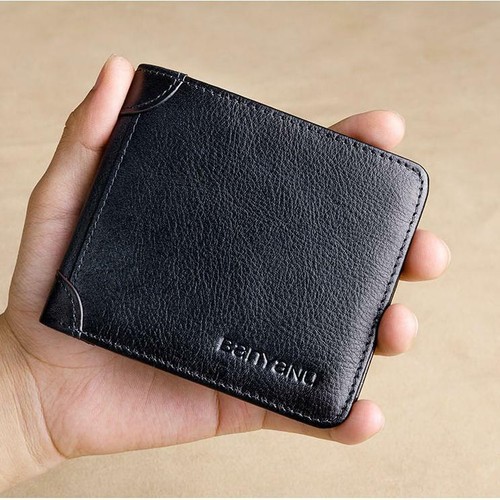 Billetera De Cuero 100% Genuino Vintage De Hombres Cartera De Tarjetas Monederos - Foto 16 di 18