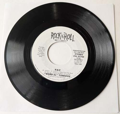 WEIRD AL YANKOVIC Fat 7" PICTURE SLEEVE Promo ROCK'N'ROLL RECORDS (1988) - Picture 2 of 3