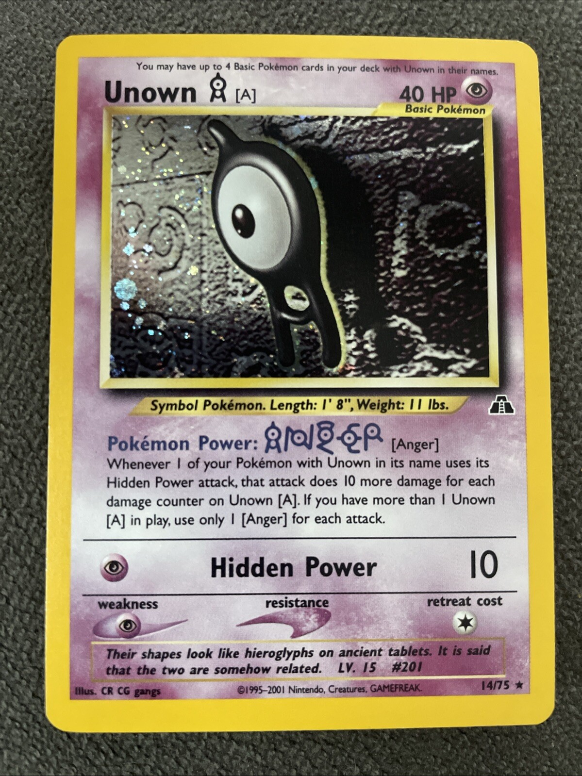 Pokémon Unown 14/75 Holo Rare Card