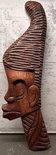 Vintage African Man Wood Carving Wall Hanging Plaque