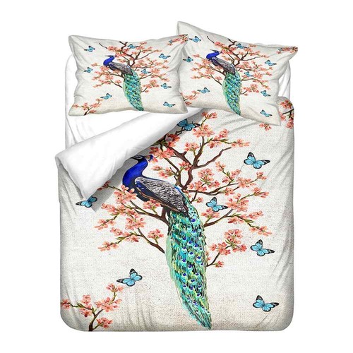 Great Peacock Spreads Its Tail 3D Quilt Duvet Doona Cover Set Pillow case Print - Imagen 3 de 6