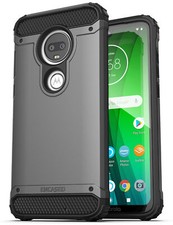 For Moto G7 Case Heavy Duty Military Grade Rugged Phone Protection Cover Grey