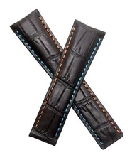 22/18 mm BLACK/ORANGE/BLUE CROCODILE-STYLE STRAP fits TAG Heuer MONACO LS & 24