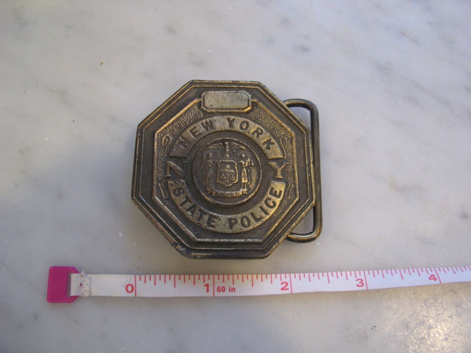 vintage New York NY State POLICE brass belt BUCKLE nypd