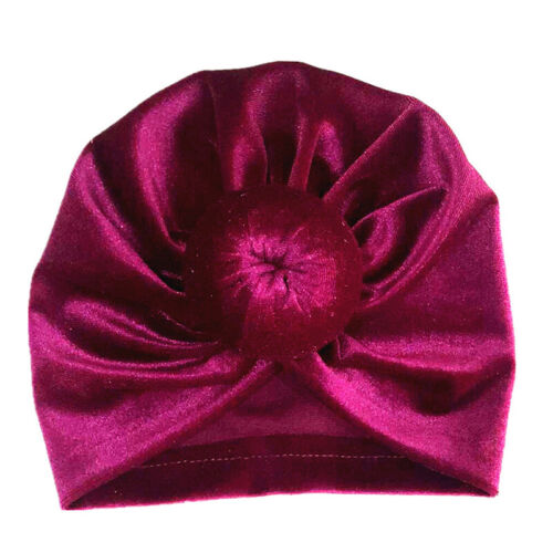 Baby Velvet Hats Turban Solid Infant Cap Beanies Girls Boys Head Wraps Bonnet - Picture 9 of 23