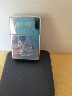 RARE! Vintage Zippo Lighter WILD WEST Series Indian CHIEF SITTING