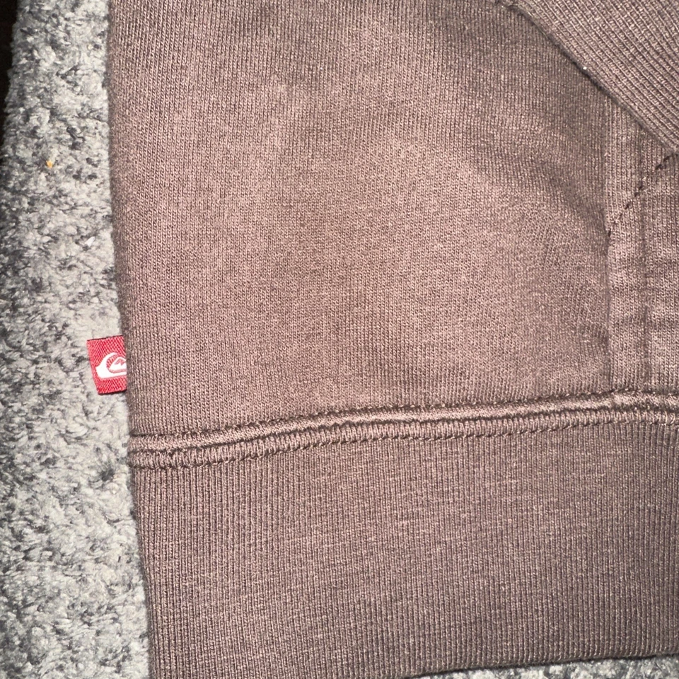 复古 Y2K Quiksilver 连帽运动衫棕色男式 M 拼色冲浪滑板头骨 HTF — 第 4/4 张图片