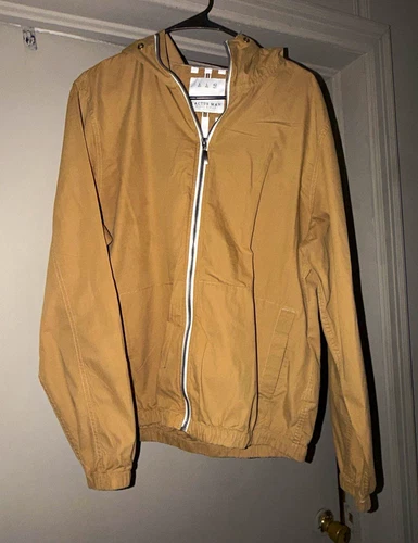 Cactus Man Men's Beige Full Zip Jacket Stand-Up Collar Logo Regular Fit L 42 - product listing photo
