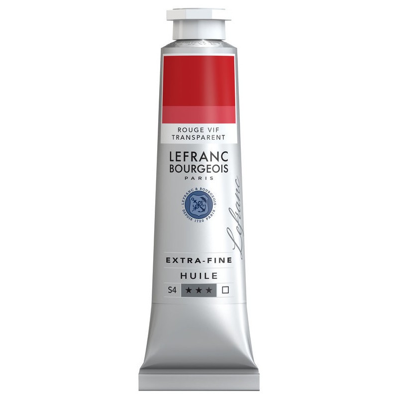 Peinture à l'huile extra-fine Lefranc Bourgeois rouge vif transparent 815 tube 40ml