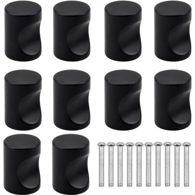 10 Stück Schwarze Möbelknöpfe Set, Moderne Schrankknöpfe aus Aluminium und Ed...