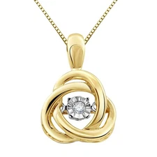 Diamond Necklace 14KT Yellow Gold Plated Silver Dancing Diamond - 18 Inch Chain